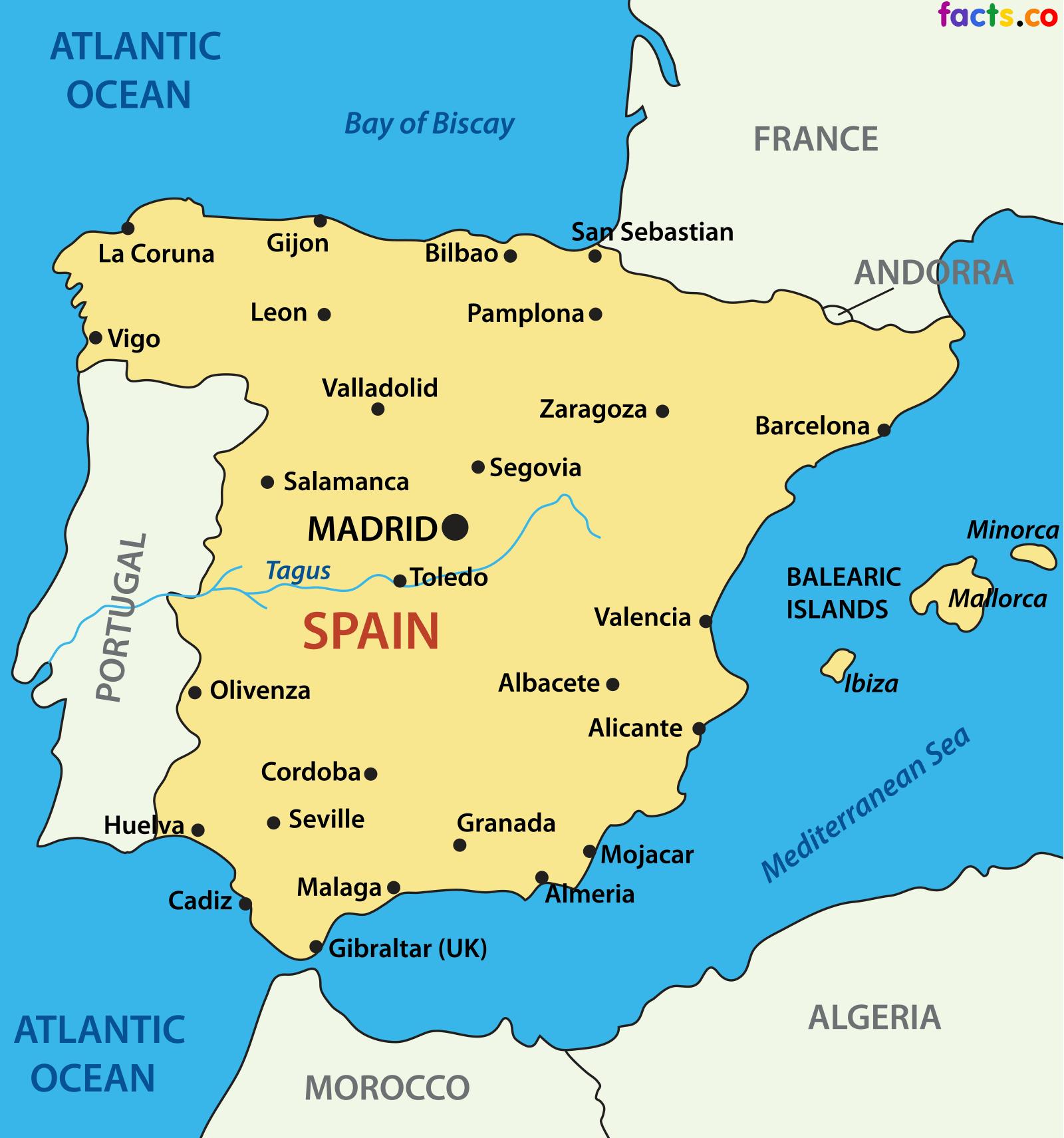 Map Of Spain Cities: Major Cities And Capital Of Spain