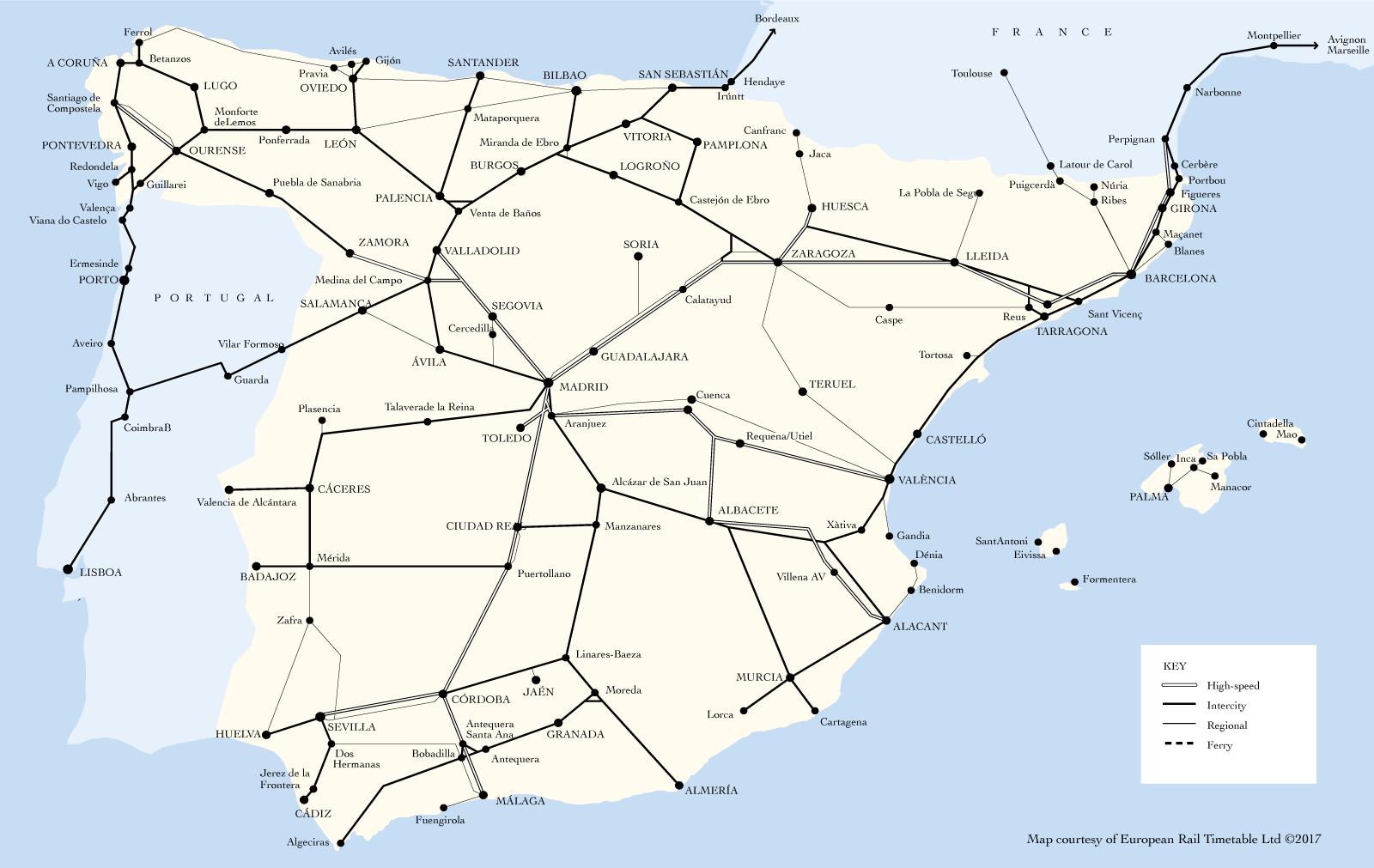 Spain Rail Map 