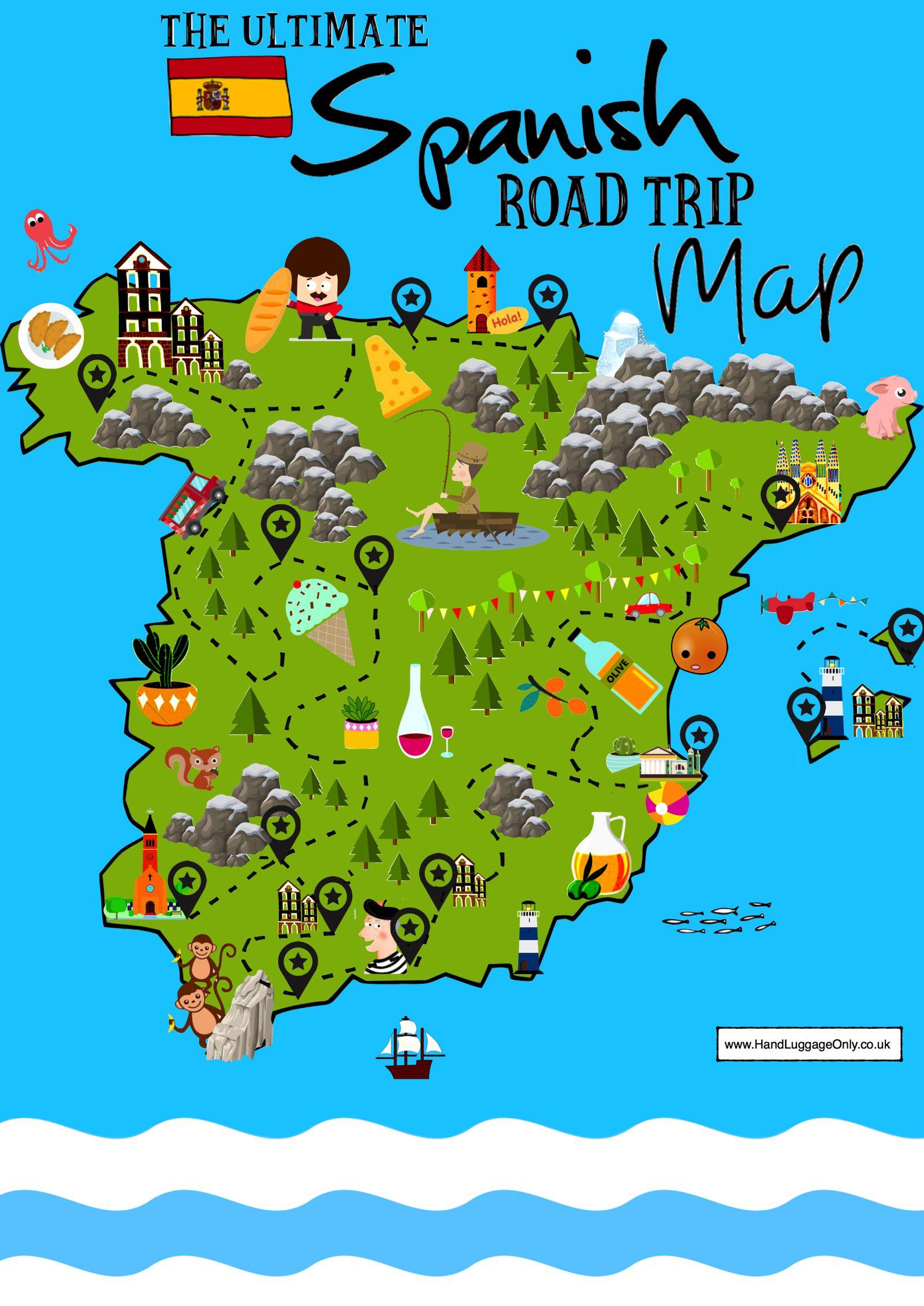 Tourist map of Spain tourist attractions and monuments of Spain