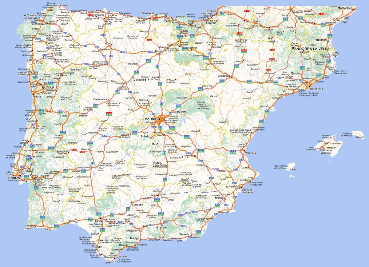 Motorway map of Spain
