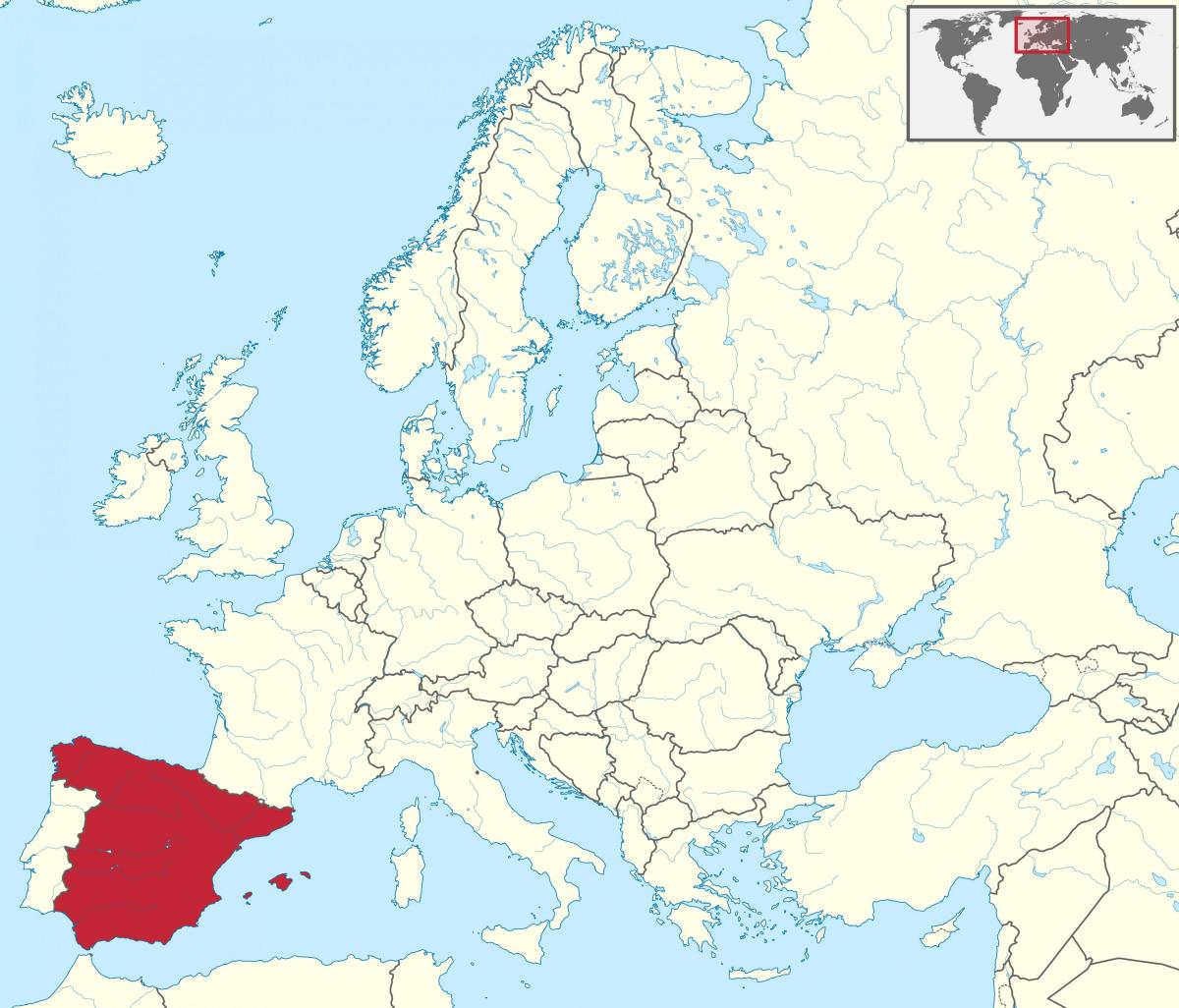 Spain location on the Europe map
