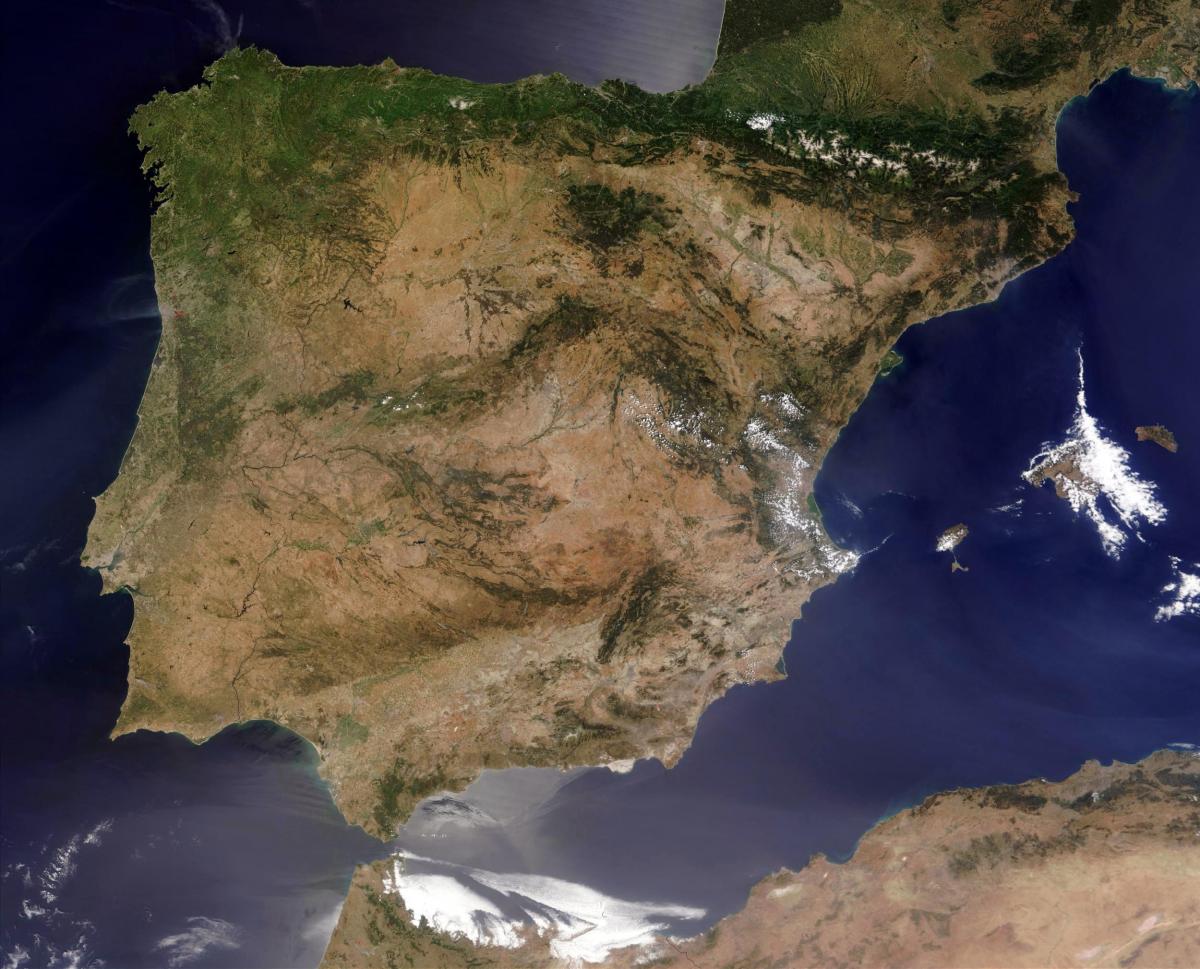 Spain sky view map