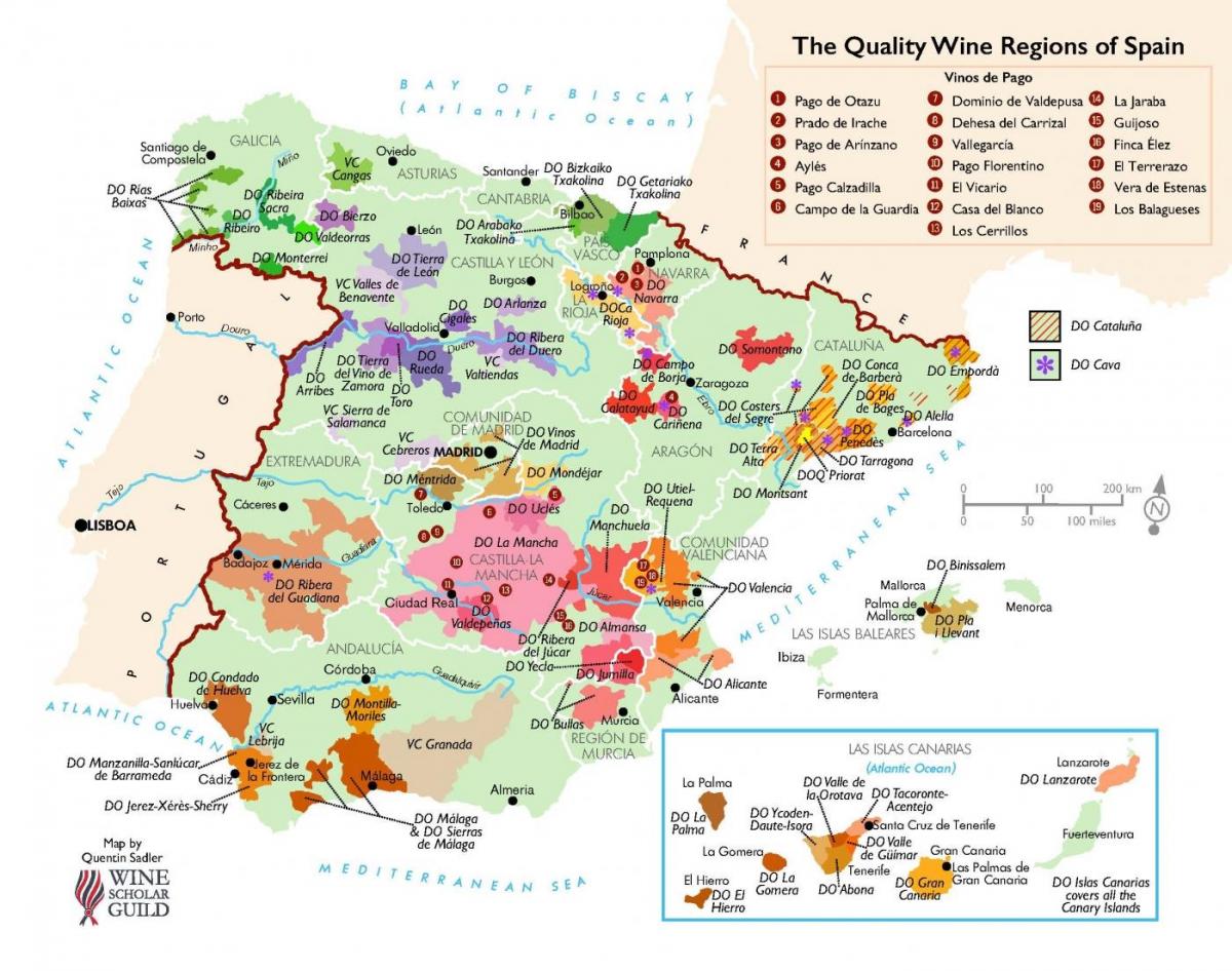 Spain vineyards map